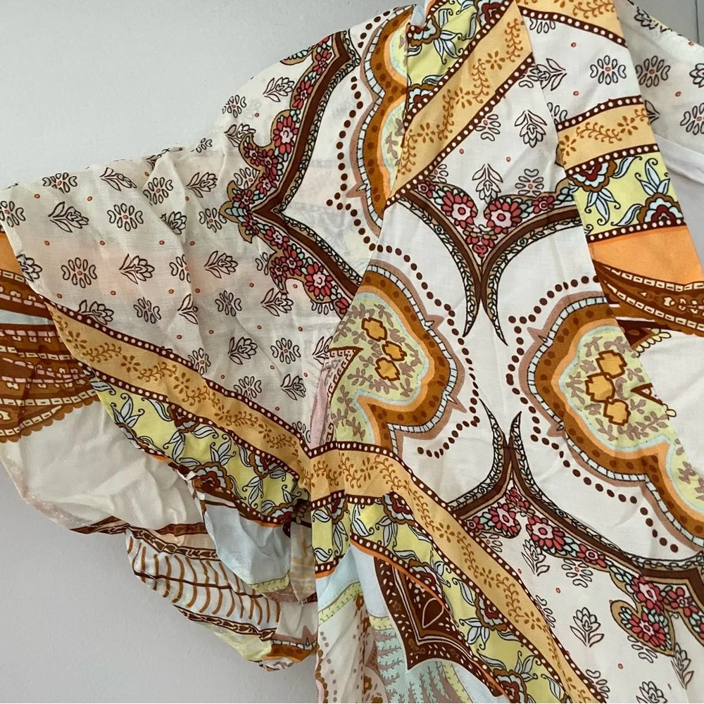 ANTHROPOLOGIE Farm Rio V Neck Flutter Sleeve Dress - Picture 14 of 15